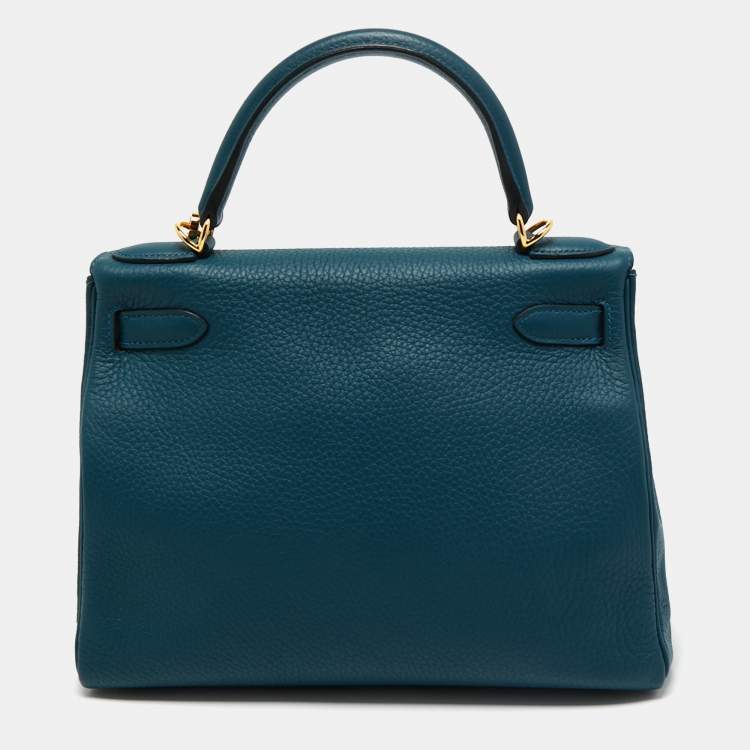 Pre Owned Hermes Colvert Taurillon Clemence Leather Gold Finish Kelly Retourne 28 Bag