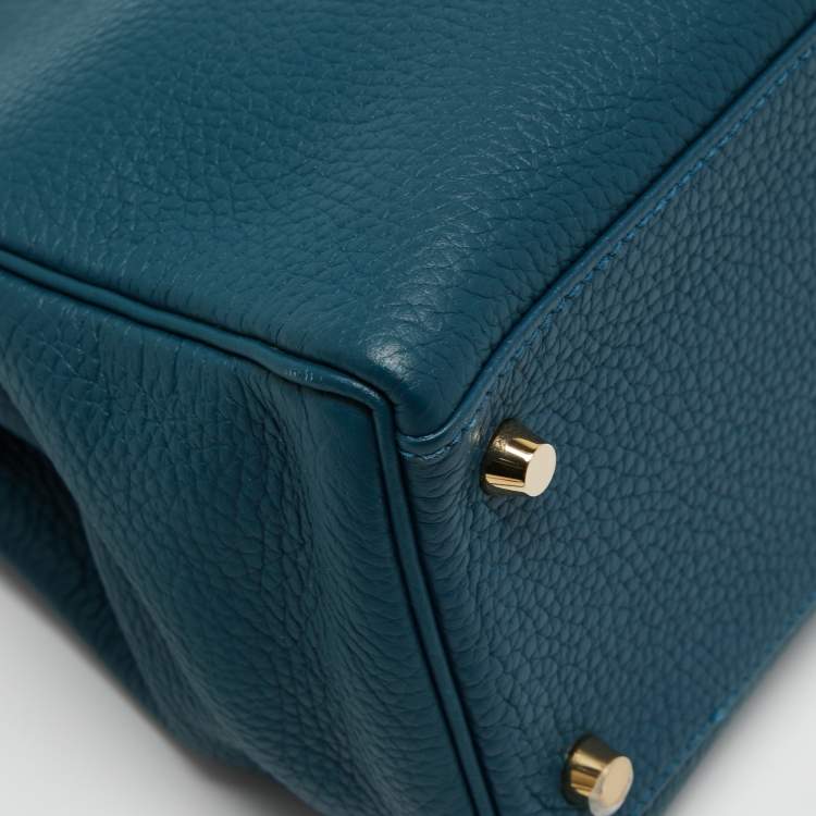 Pre Owned Hermes Colvert Taurillon Clemence Leather Gold Finish Kelly Retourne 28 Bag