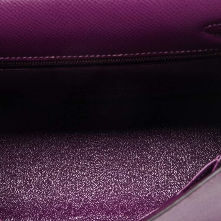 Pre Owned Hermes Anemone Epsom Leather Palladium Finish Kelly Sellier 25 Bag