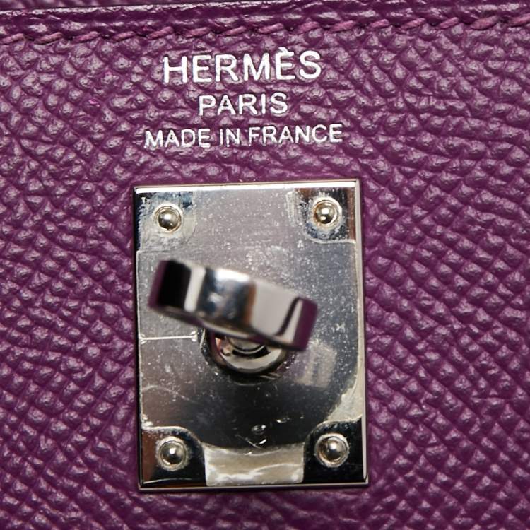 Pre Owned Hermes Anemone Epsom Leather Palladium Finish Kelly Sellier 25 Bag