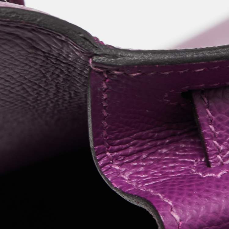 Pre Owned Hermes Anemone Epsom Leather Palladium Finish Kelly Sellier 25 Bag
