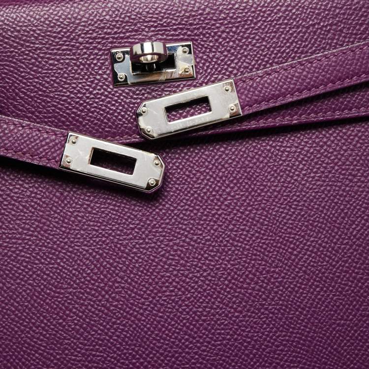 Pre Owned Hermes Anemone Epsom Leather Palladium Finish Kelly Sellier 25 Bag