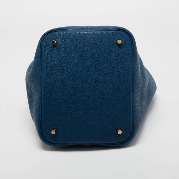 Pre Owned Hermes Deep Blue Taurillon Maurice Leather Picotin Lock 22 Bag