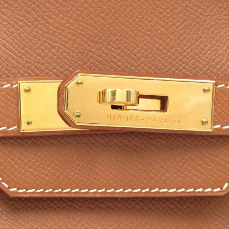 Pre Owned Hermes Brown Courchevel Leather Gold Hardware Birkin 35 Bag 