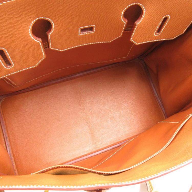 Pre Owned Hermes Brown Courchevel Leather Gold Hardware Birkin 35 Bag 