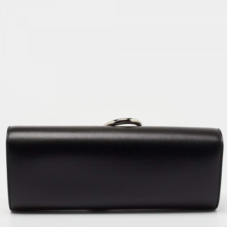 Pre Owned Hermes Black Box Calf Leather Egee Clutch