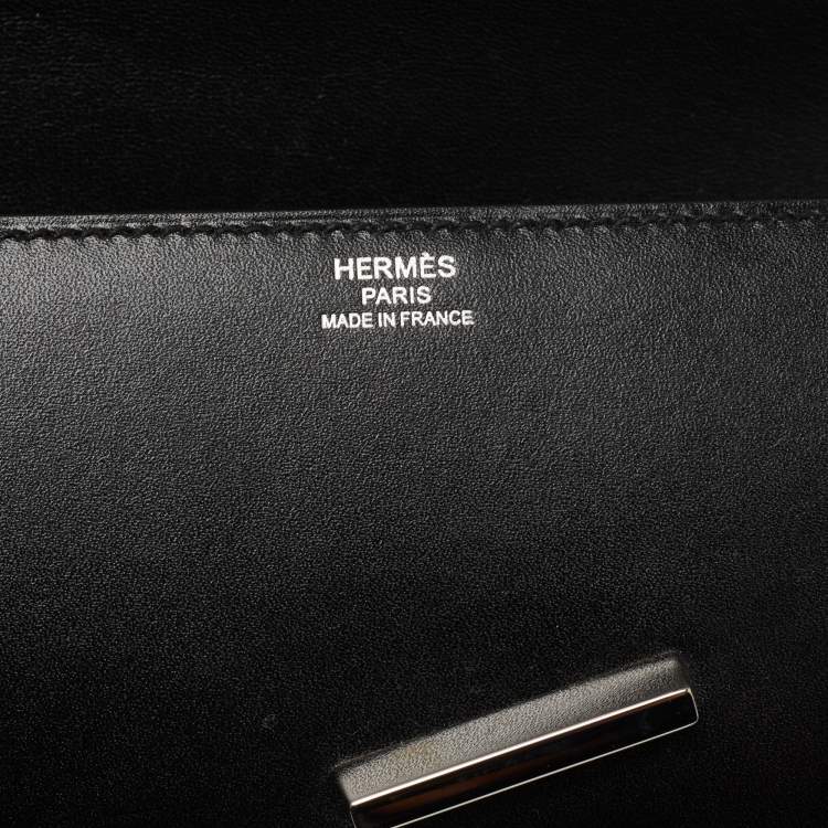 Pre Owned Hermes Black Box Calf Leather Egee Clutch