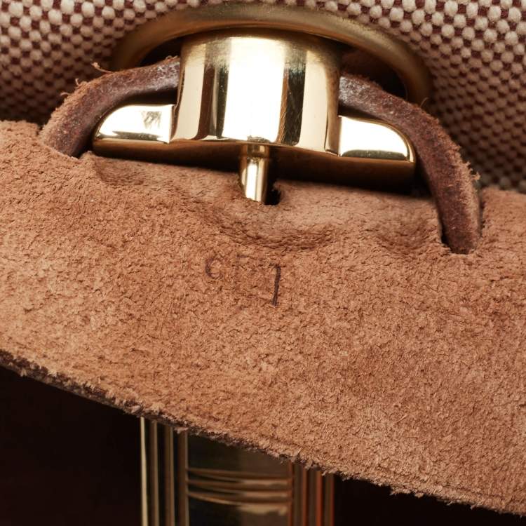 Pre Owned Hermes Natural/Havane Toile and Leather 2-in-1 Herbag Backpack