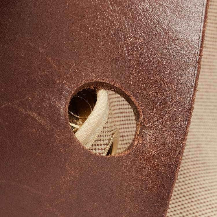 Pre Owned Hermes Natural/Havane Toile and Leather 2-in-1 Herbag Backpack