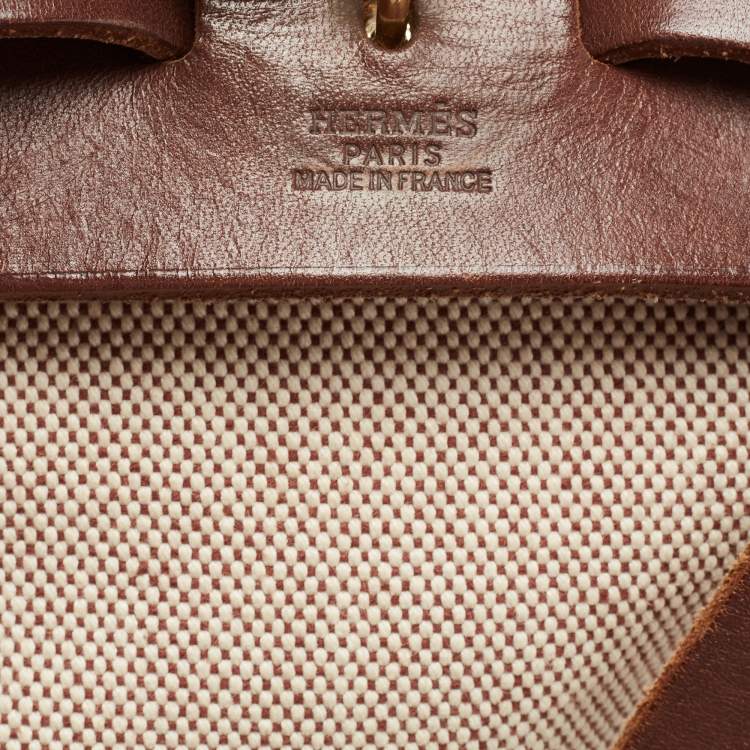 Pre Owned Hermes Natural/Havane Toile and Leather 2-in-1 Herbag Backpack