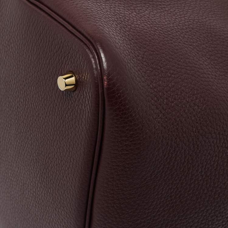 Pre Owned Hermes Prune/Orange Poppy Taurillon Clemence Leather Picotin Lock 22 Bag