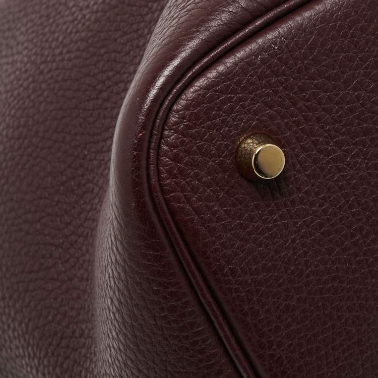 Pre Owned Hermes Prune/Orange Poppy Taurillon Clemence Leather Picotin Lock 22 Bag