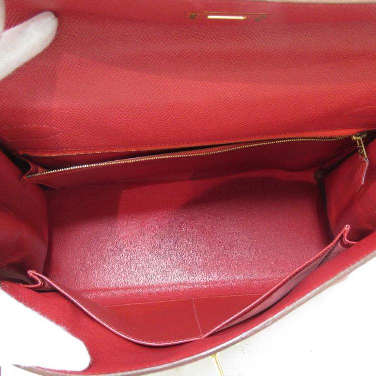 Pre Owned Hermes Red Courchevel Leather Gold Hardware Kelly Retourne 32 Bag 
