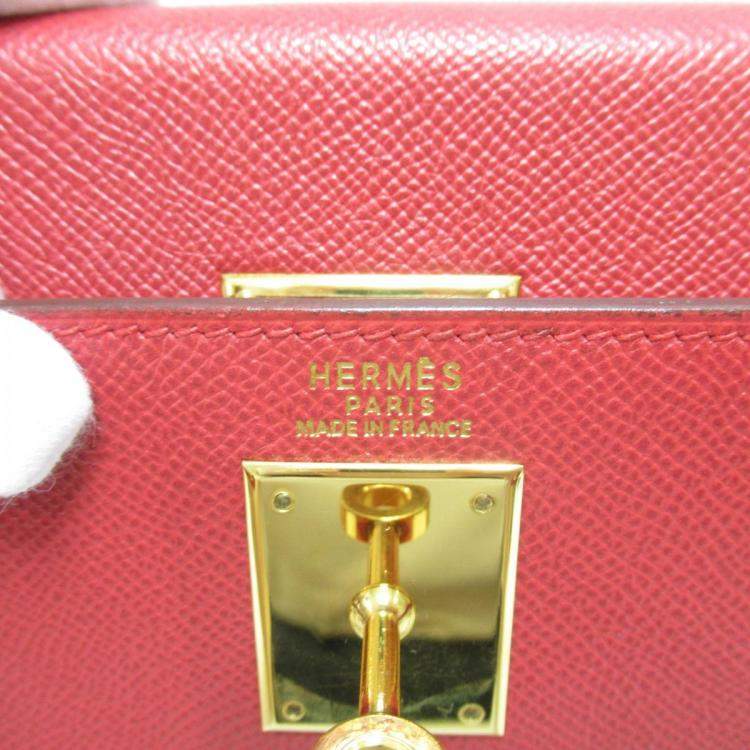 Pre Owned Hermes Red Courchevel Leather Gold Hardware Kelly Retourne 32 Bag 