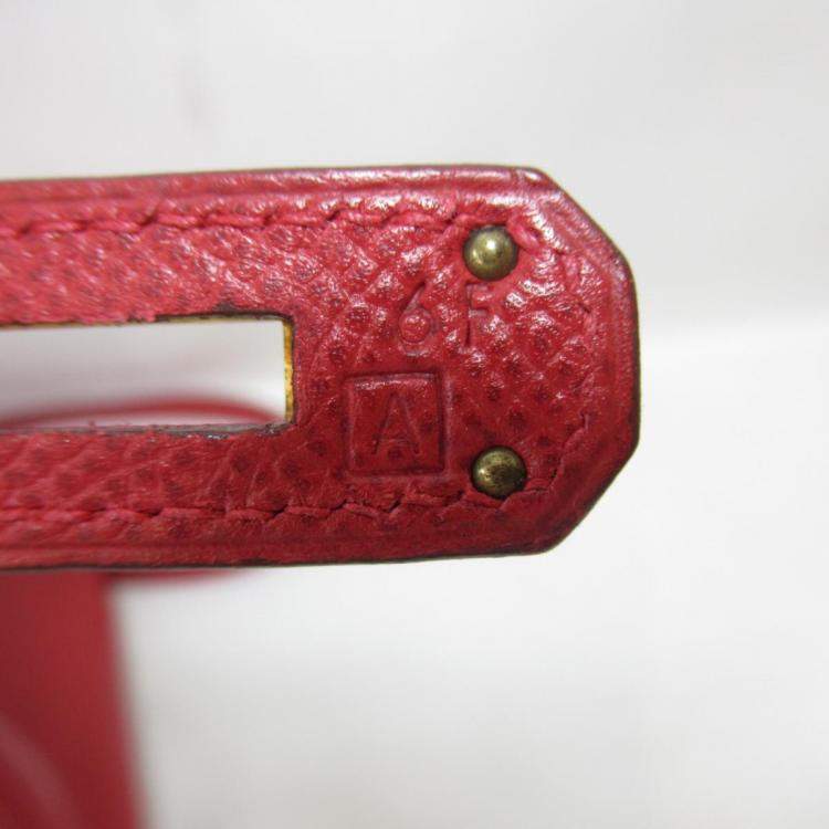Pre Owned Hermes Red Courchevel Leather Gold Hardware Kelly Retourne 32 Bag 