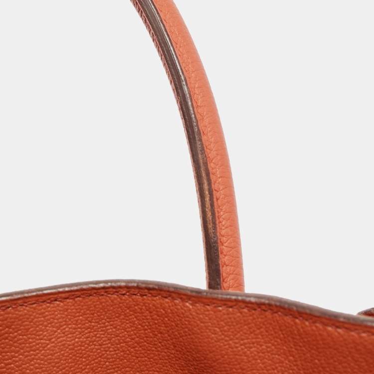 Pre Owned Hermes Capucine Togo Leather Palladium Finish Birkin 35 Bag