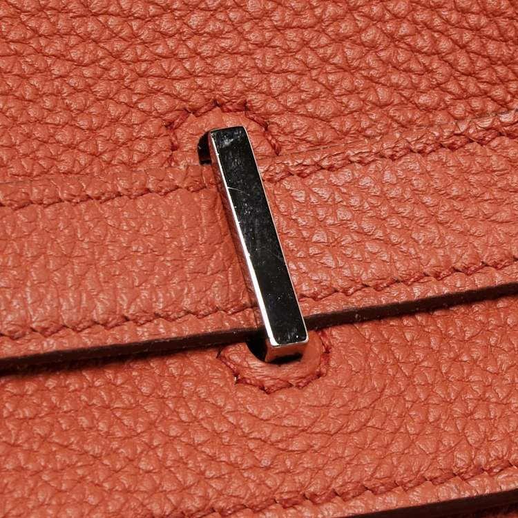 Pre Owned Hermes Capucine Togo Leather Palladium Finish Birkin 35 Bag