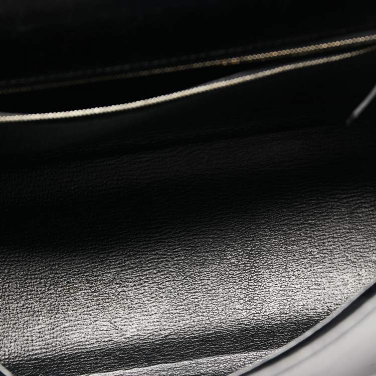Pre Owned Hermes Black Box Leather Palladium Finish Kelly Sellier 32 Bag