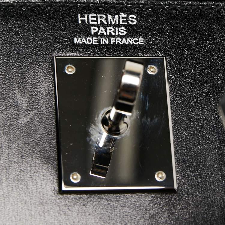 Pre Owned Hermes Black Box Leather Palladium Finish Kelly Sellier 32 Bag