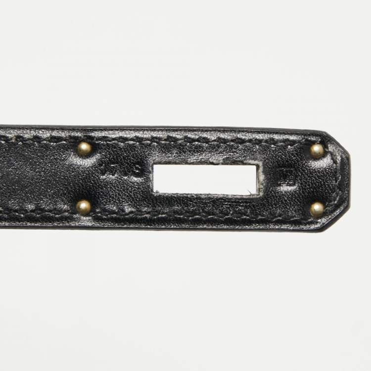 Pre Owned Hermes Black Box Leather Palladium Finish Kelly Sellier 32 Bag