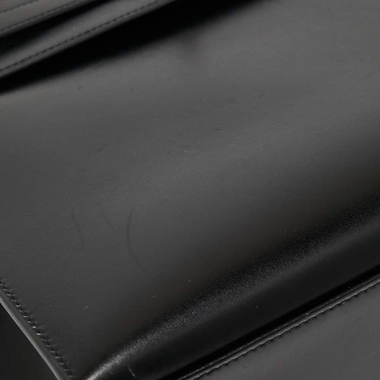 Pre Owned Hermes Black Box Leather Palladium Finish Kelly Sellier 32 Bag
