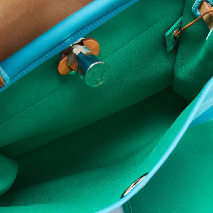 مملوكة مسبقًا Hermes Celeste/Natural Canvas and Leather Herbag Zip 31 Bag