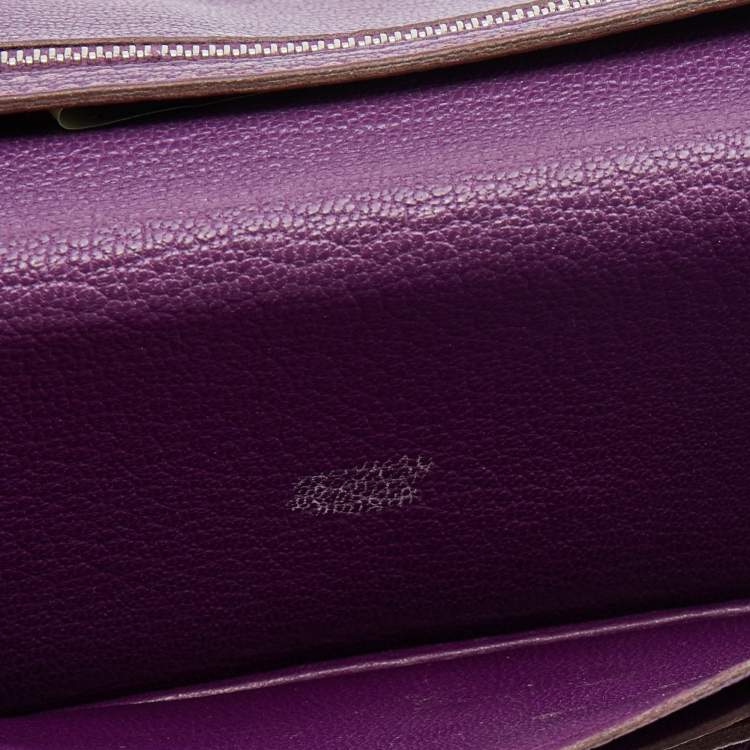 Pre Owned Hermès  Cyclamen Chevre Mysore Leather Palladium Finish Bearn Wallet