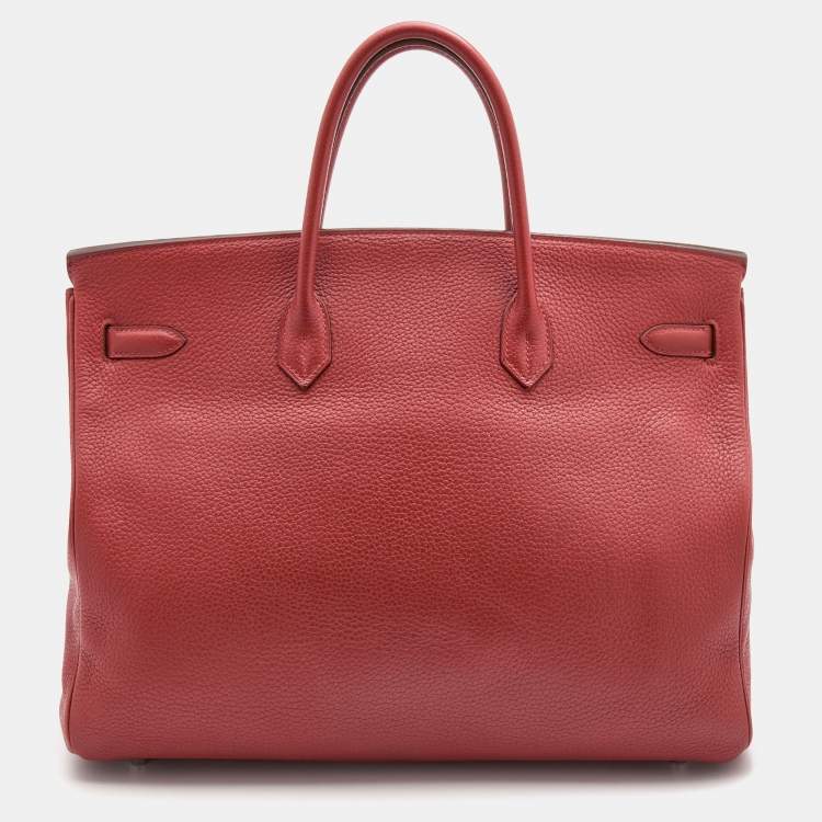 Pre Owned Hermes Sienne Taurillon Clemence Leather Palladium Finish Birkin 40 Bag