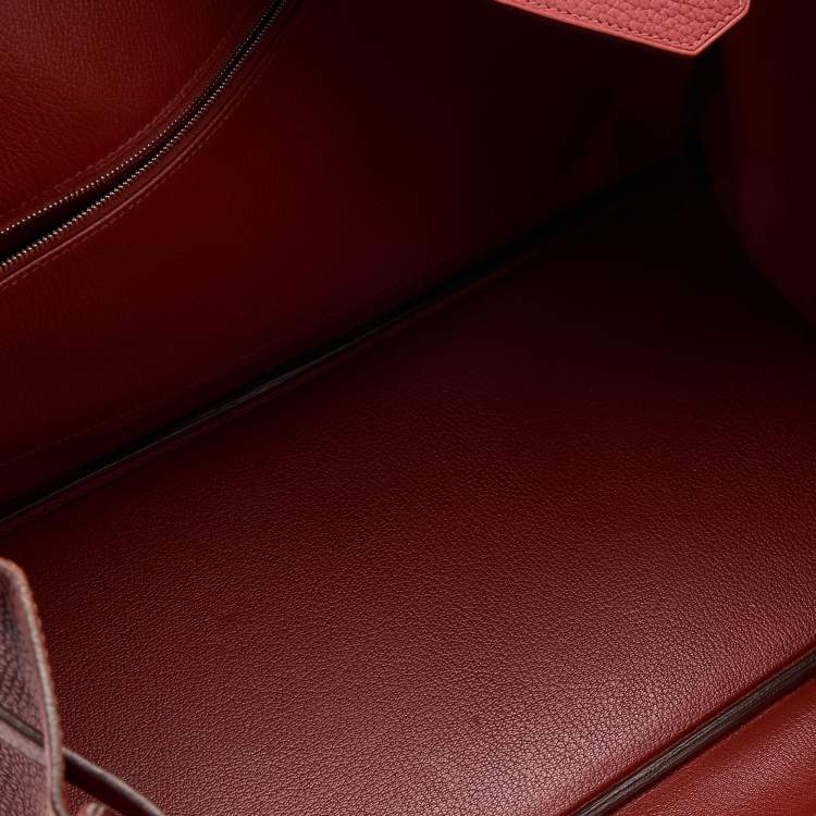 Pre Owned Hermes Sienne Taurillon Clemence Leather Palladium Finish Birkin 40 Bag