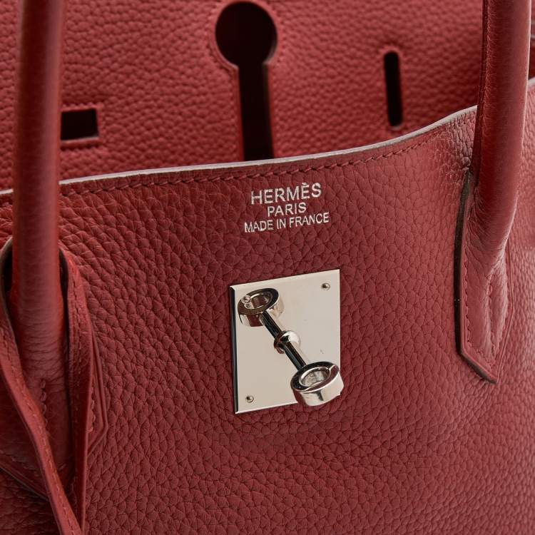Pre Owned Hermes Sienne Taurillon Clemence Leather Palladium Finish Birkin 40 Bag