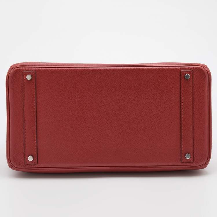 Pre Owned Hermes Sienne Taurillon Clemence Leather Palladium Finish Birkin 40 Bag