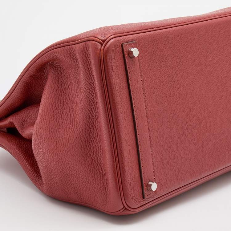 Pre Owned Hermes Sienne Taurillon Clemence Leather Palladium Finish Birkin 40 Bag