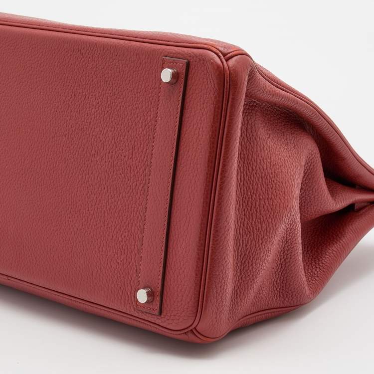 Pre Owned Hermes Sienne Taurillon Clemence Leather Palladium Finish Birkin 40 Bag