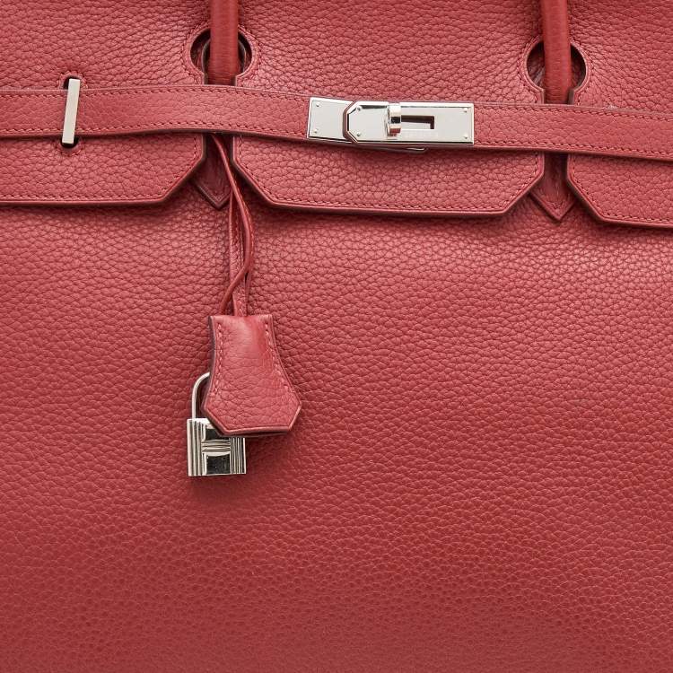Pre Owned Hermes Sienne Taurillon Clemence Leather Palladium Finish Birkin 40 Bag