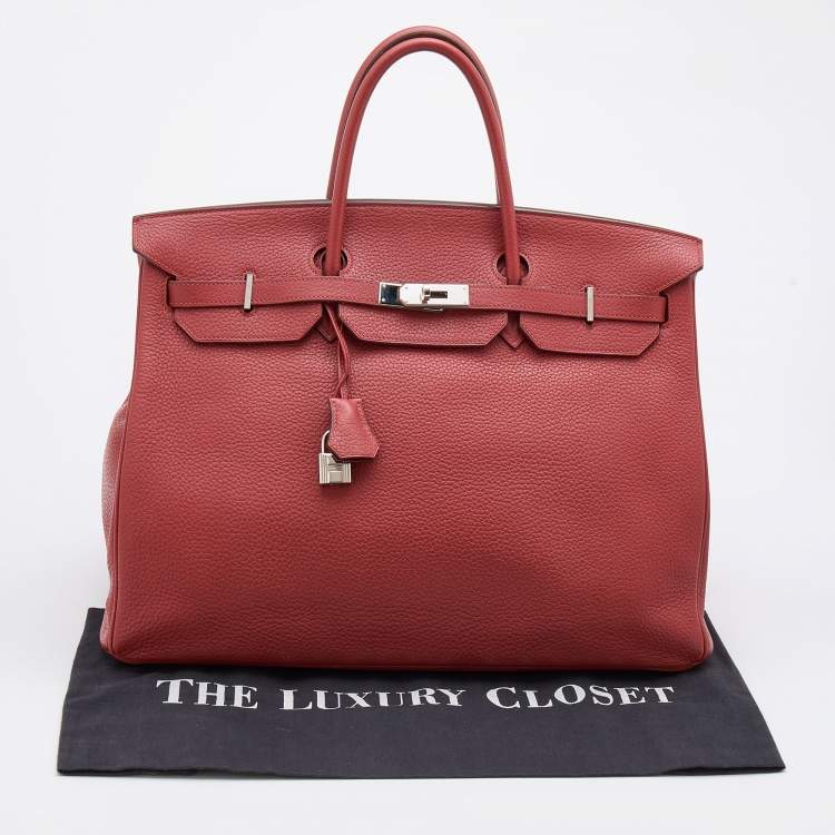 Pre Owned Hermes Sienne Taurillon Clemence Leather Palladium Finish Birkin 40 Bag