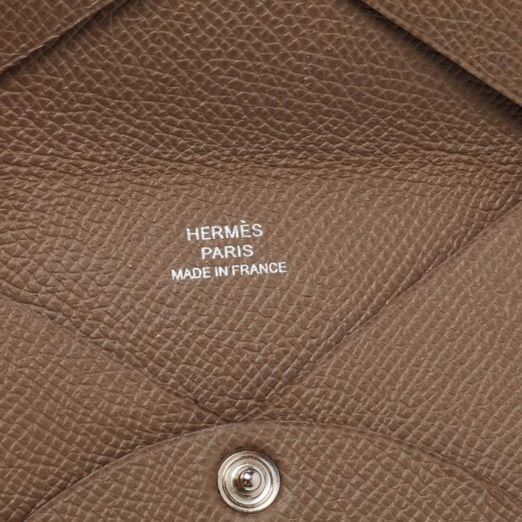 Pre Owned Hermes Etain Epsom Leather Calvi Card Holder 