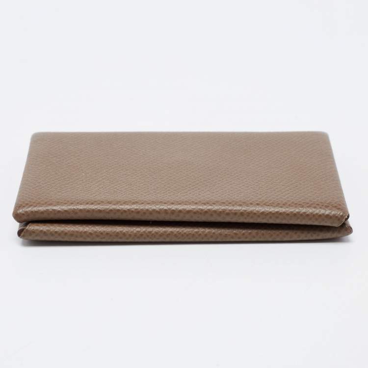 Pre Owned Hermes Etain Epsom Leather Calvi Card Holder 