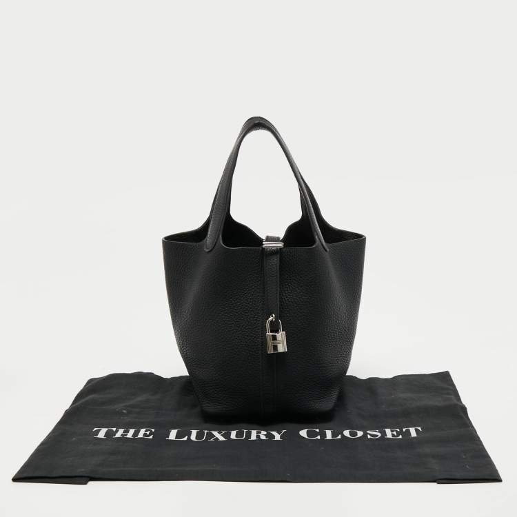 Pre Owned Hermes Black Togo Leather Picotin Lock 18 Bag