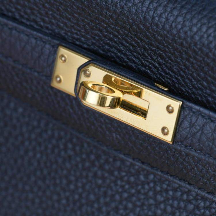 Pre Owned Hermes Black Togo Leather Gold Hardware Kelly 25 Bag 