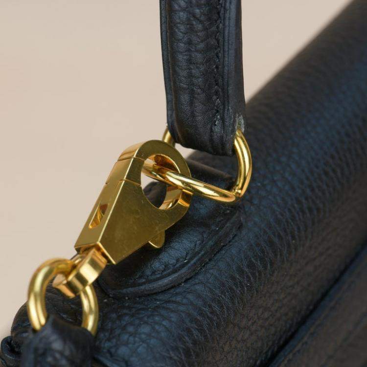 Pre Owned Hermes Black Togo Leather Gold Hardware Kelly 25 Bag 