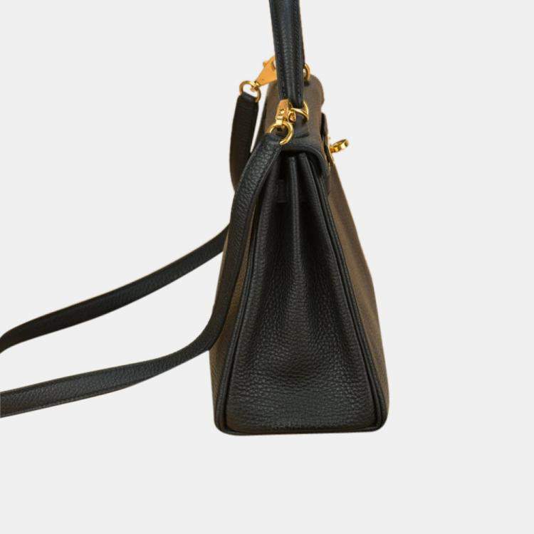Pre Owned Hermes Black Togo Leather Gold Hardware Kelly 25 Bag 