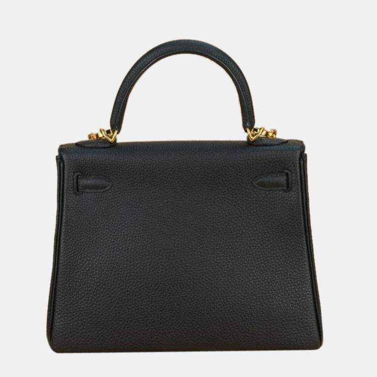 Pre Owned Hermes Black Togo Leather Gold Hardware Kelly 25 Bag 