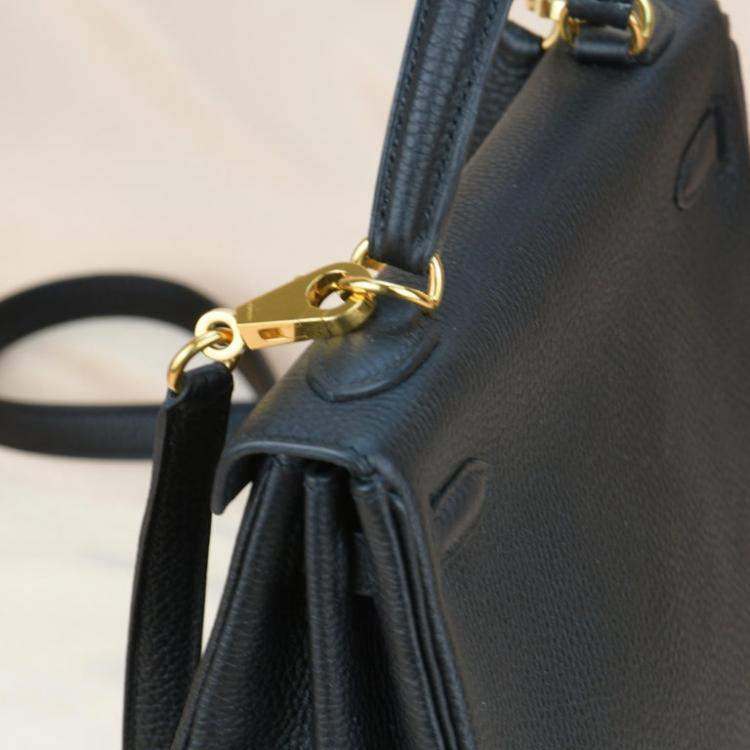 Pre Owned Hermes Black Togo Leather Gold Hardware Kelly 25 Bag 