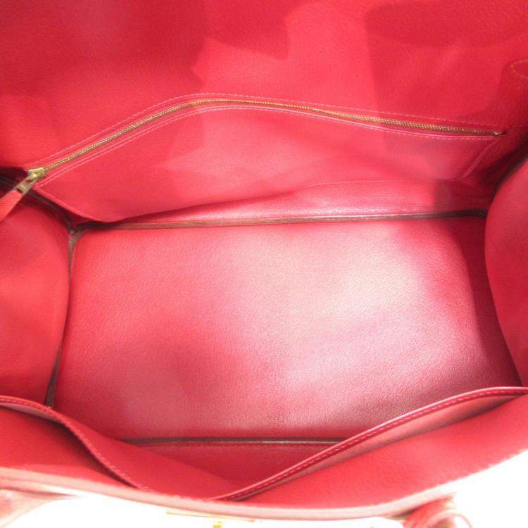 Pre Owned Hermes Red Courchevel Leather Gold Hardware Birkin 40 Bag 