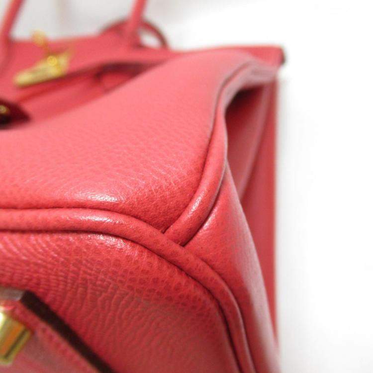 Pre Owned Hermes Red Courchevel Leather Gold Hardware Birkin 40 Bag 