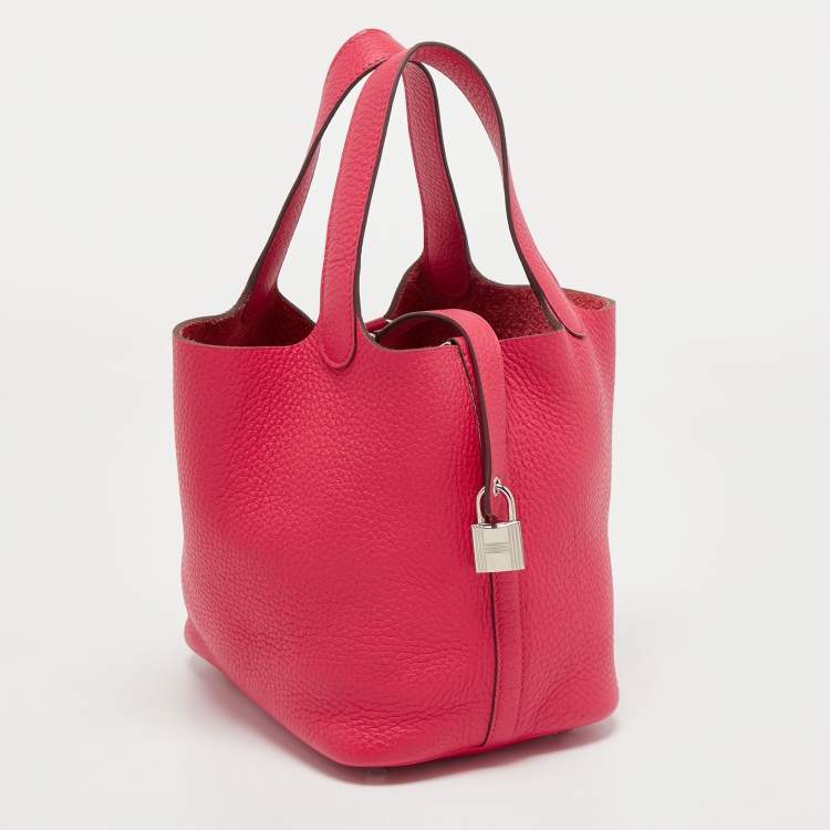 مملوكة مسبقًا Hermes Rose Mexico Taurillon Clemence Leather Picotin Lock 18 Bag