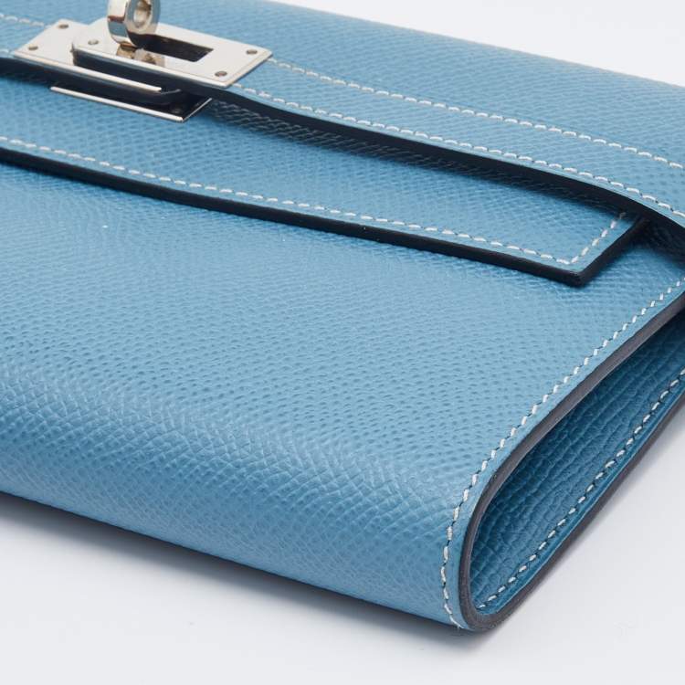 Pre Owned Hermes Blue Jean Epsom Leather Kelly Classic Wallet