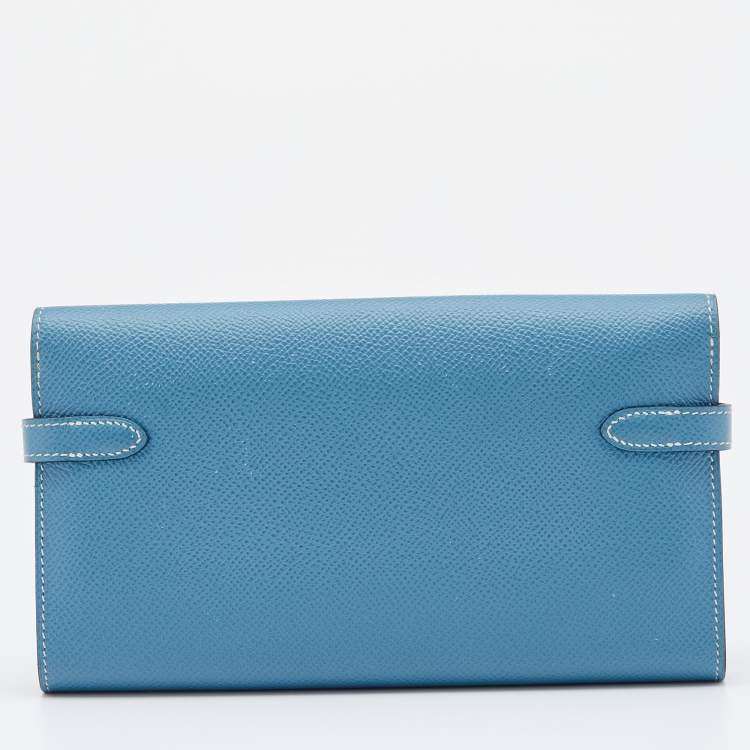 Pre Owned Hermes Blue Jean Epsom Leather Kelly Classic Wallet