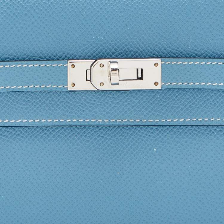 Pre Owned Hermes Blue Jean Epsom Leather Kelly Classic Wallet