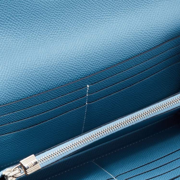 Kelly leather wallet Hermès Blue in Leather - 35930798